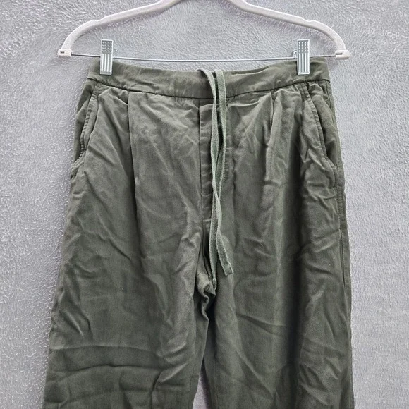 Vince Women Pants Medium Green Cropped Drawstring Pockets High Rise 22 in Inseam - Picture 12 of 12